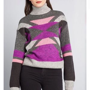 Purple turtleneck retro sweater